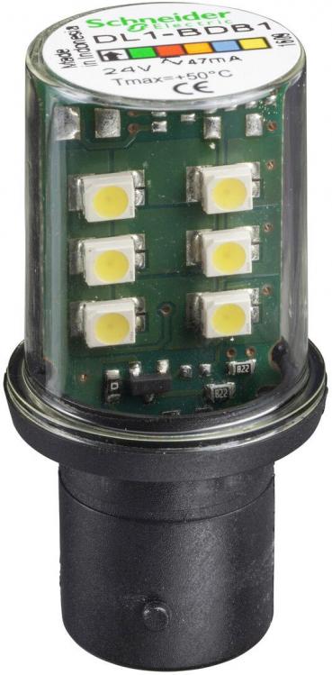 ARDEBO.de Schneider Electric DL1BDB1 LED-Lampe für Befehls- und Meldegeräte, BA 15d, 24V, weiß