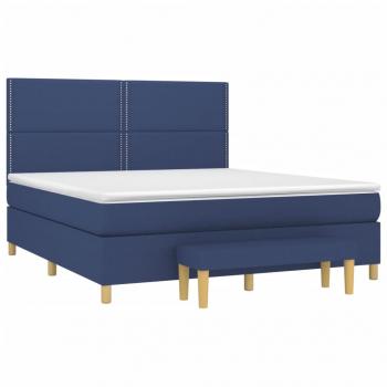 Boxspringbett mit Matratze Blau 160x200 cm Stoff