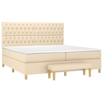 Boxspringbett mit Matratze Creme 200x200 cm Stoff