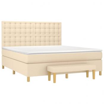 Boxspringbett mit Matratze Creme 180x200 cm Stoff