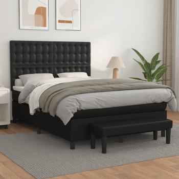 ARDEBO.de - Boxspringbett mit Matratze Schwarz 140x200 cm Kunstleder