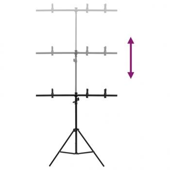 Hintergrundständer T-Form Schwarz 91x60x(70-200) cm