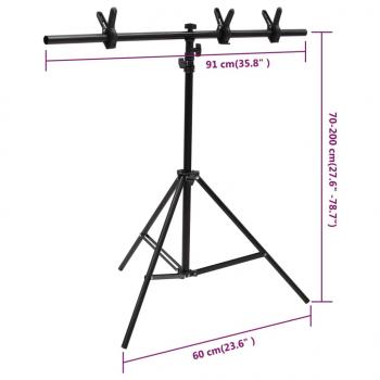 Hintergrundständer T-Form Schwarz 91x60x(70-200) cm