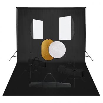 ARDEBO.de - Fotostudio-Set mit Softboxen, Hintergrundsystem und Reflektor