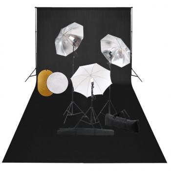 ARDEBO.de - Fotostudio-Set mit Leuchten, Schirmen, Hintergrund, Reflektor