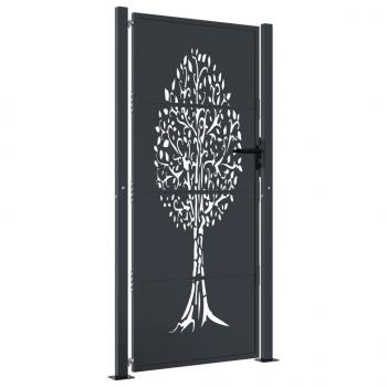 Gartentor Anthrazit 105x205 cm Stahl Baum-Design