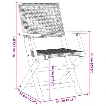 Gartenstühle 2 Stk. Schwarz Massivholz Akazie und Poly Rattan