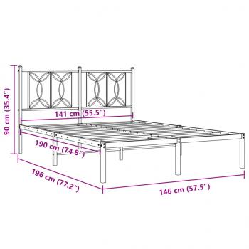 Bettgestell mit Kopfteil Metall Schwarz 140x190 cm