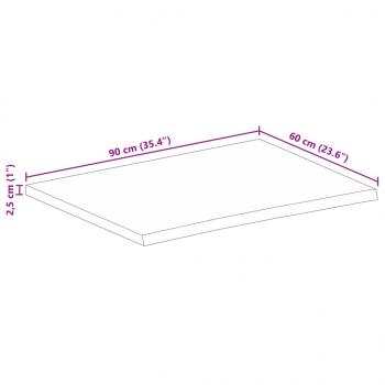 Tischplatte mit Baumkante 90x60x2,5 cm Massivholz Mango