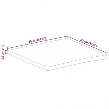 Tischplatte mit Baumkante 80x80x2,5 cm Massivholz Mango