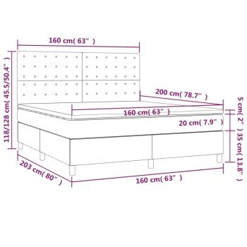 Boxspringbett mit Matratze & LED Creme 160x200 cm Stoff