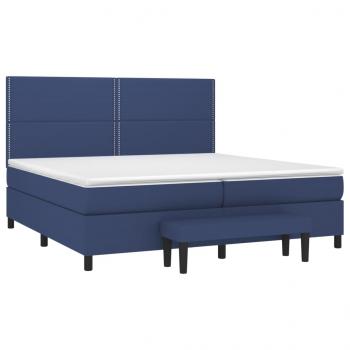 Boxspringbett mit Matratze Blau 200x200 cm Stoff