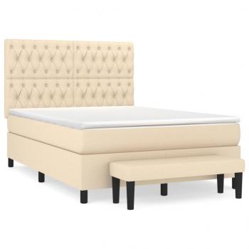 Boxspringbett mit Matratze Creme 140x200 cm Stoff