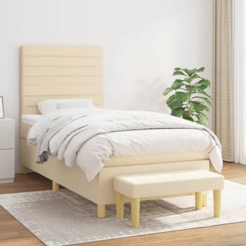 ARDEBO.de - Boxspringbett mit Matratze Creme 100x200 cm Stoff