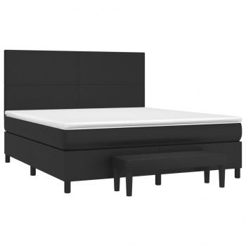 Boxspringbett mit Matratze Schwarz 180x200 cm Kunstleder