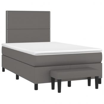 Boxspringbett mit Matratze Grau 120x200 cm Kunstleder