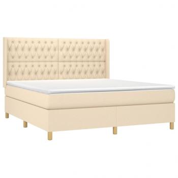 Boxspringbett mit Matratze & LED Creme 180x200 cm Stoff