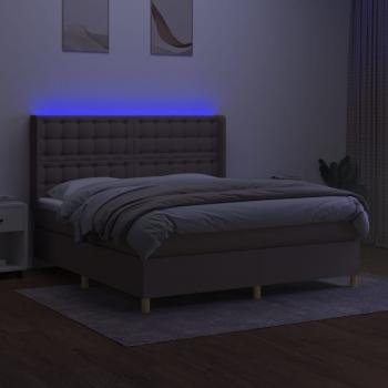 Boxspringbett mit Matratze & LED Taupe 160x200 cm Stoff