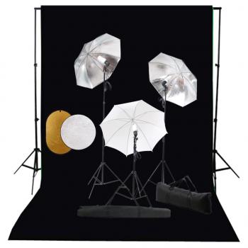 ARDEBO.de - Fotostudio-Set mit Lampen, Schirmen, Hintergrund & Reflektor