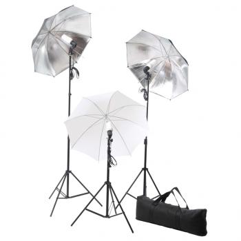 Fotostudio-Set mit Lampen, Schirmen, Hintergrund & Reflektor