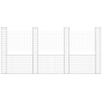 Gabionenkorb U-Form mit 5 Säulen Eisen 500x20x200 cm