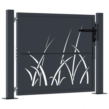 Gartentor Anthrazit 105x80 cm Stahl Gras-Design