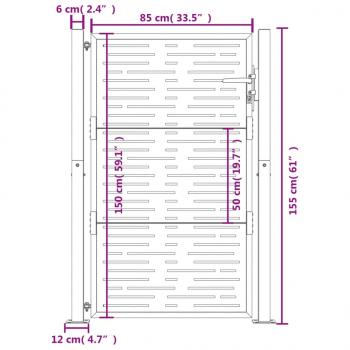 Gartentor Anthrazit 105x155 cm Stahl Quadratisches Design