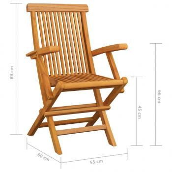 Gartenstühle mit Beige Kissen 6 Stk. Massivholz Teak