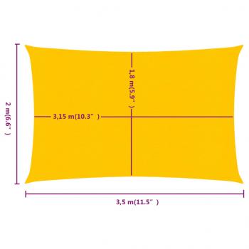 Sonnensegel 160 g/m² Rechteckig Gelb 2x3,5 m HDPE