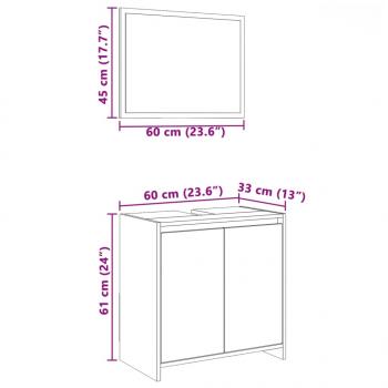 2-tlg. Badmöbel-Set Räuchereiche Holzwerkstoff