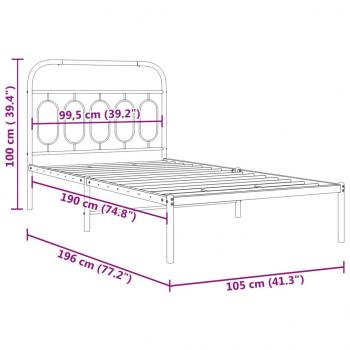 Bettgestell mit Kopfteil Metall Schwarz 100x190 cm