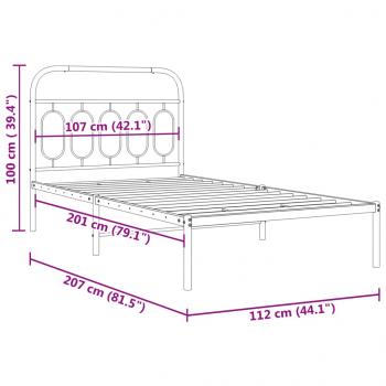 Bettgestell mit Kopfteil Metall Schwarz 107x203 cm