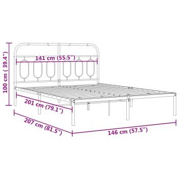 Bettgestell mit Kopfteil Metall Schwarz 140x200 cm