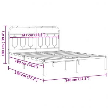 Bettgestell mit Kopfteil Metall Weiß 140x190 cm