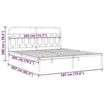 Bettgestell mit Kopfteil Metall Weiß 180x200 cm