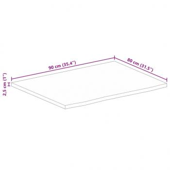 Tischplatte mit Baumkante 90x80x2,5 cm Massivholz Mango