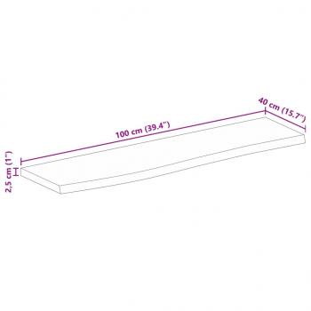 Tischplatte mit Baumkante 100x40x2,5 cm Massivholz Mango