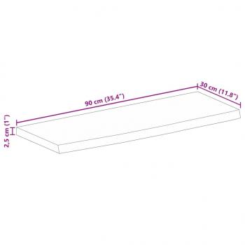 Tischplatte mit Baumkante 90x30x2,5 cm Massivholz Mango