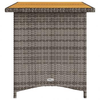 Gartentisch mit Holzplatte Grau 110x68x70 cm Poly Rattan