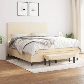 ARDEBO.de - Boxspringbett mit Matratze Creme 180x200 cm Stoff