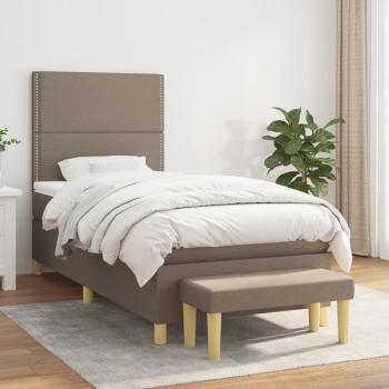 ARDEBO.de - Boxspringbett mit Matratze Taupe 90x190 cm Stoff