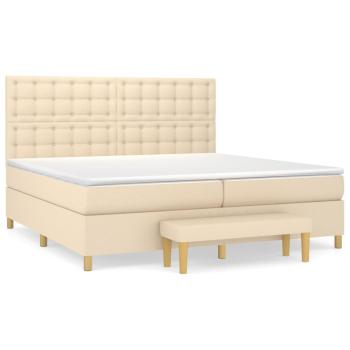 ARDEBO.de - Boxspringbett mit Matratze Creme 200x200 cm Stoff