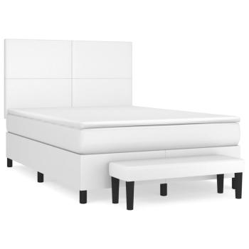 Boxspringbett mit Matratze Weiß 140x200 cm Kunstleder