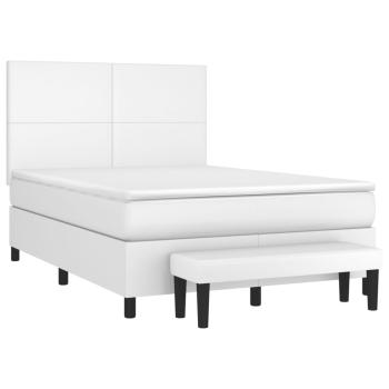 Boxspringbett mit Matratze Weiß 140x200 cm Kunstleder