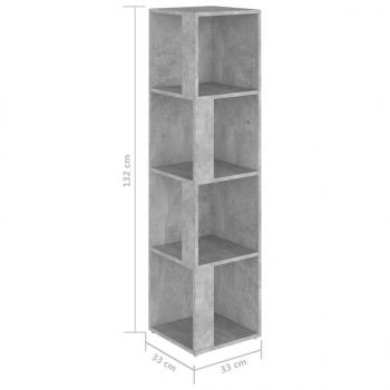 Eckregal Betongrau 33x33x132 cm Holzwerkstoff