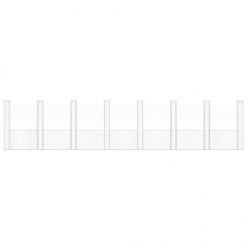 Gabionenkorb U-Form mit 8 Säulen Eisen 860x20x200 cm