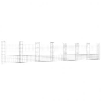 Gabionenkorb U-Form mit 8 Säulen Eisen 860x20x150 cm