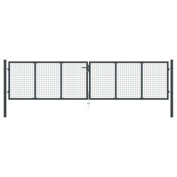 ARDEBO.de - Mesh-Gartentor Verzinkter Stahl 400 x 125 cm Grau