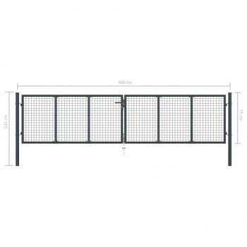 Mesh-Gartentor Verzinkter Stahl 400 x 125 cm Grau