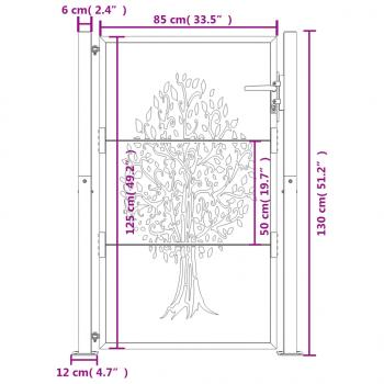 Gartentor Anthrazit 105x130 cm Stahl Baum-Design